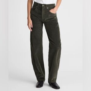 NWT Madewell Balloon Pant in Corduroy 25 25P Graphite Green $138 NW466 Barrel